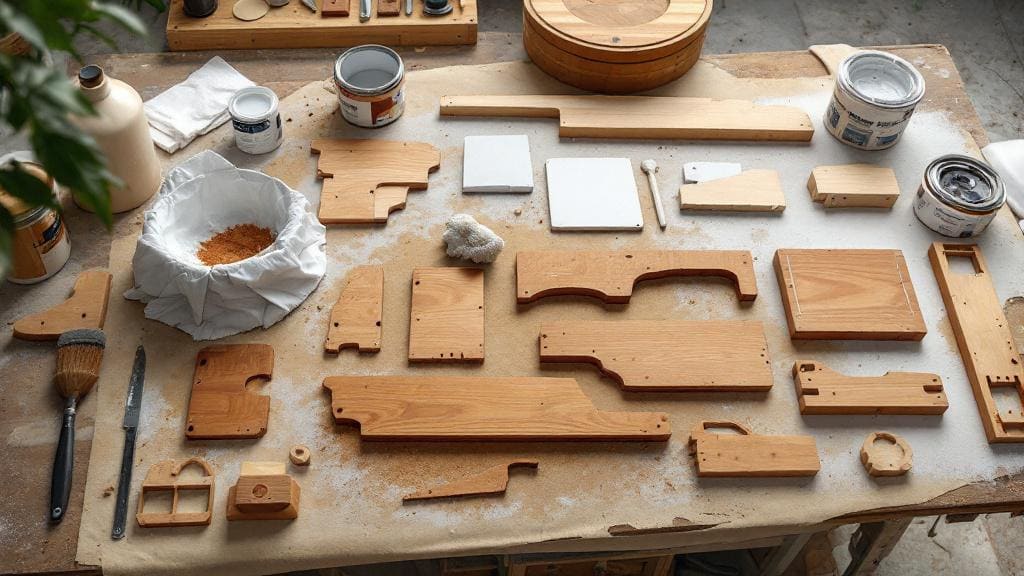 Furniture craftsman working on custom wood samples